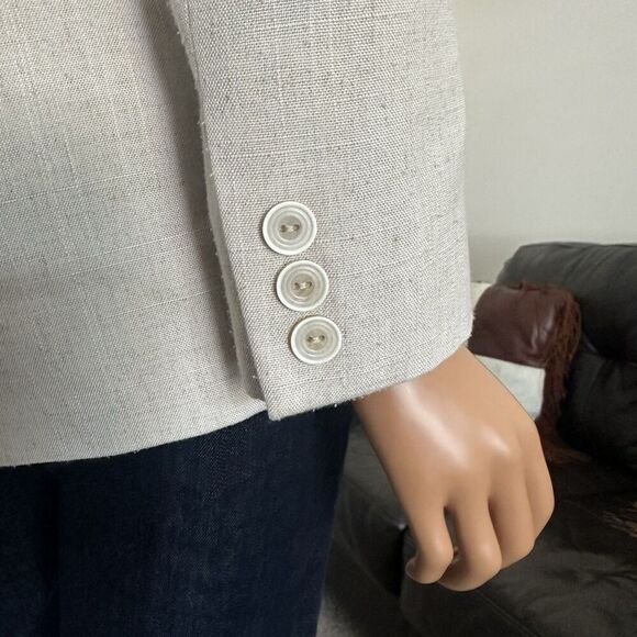 Vtg Pendleton Linen Mix Blazer Jacket 6 Beige Country Western Office Capsule USA - Picture 6 of 13
